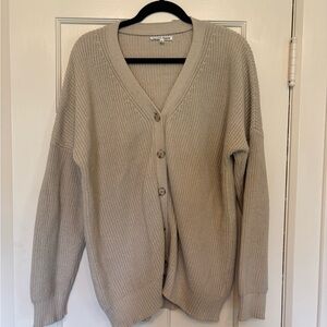Reformation Women's Chunky Beige Cardigan Sweater